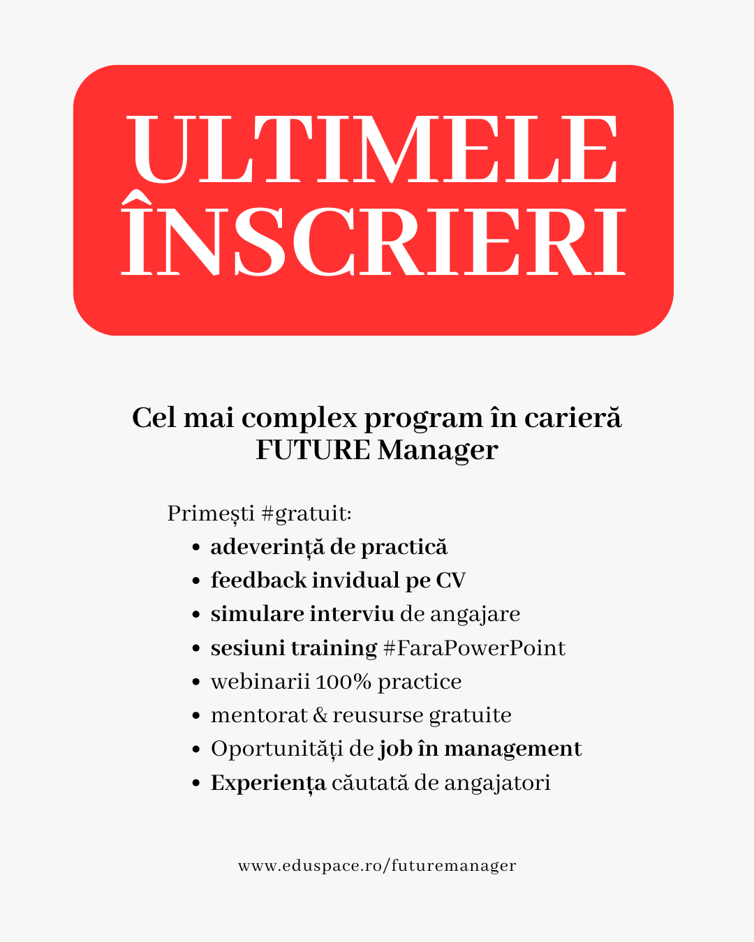 Program gratuit de formare FUTURE Manager
