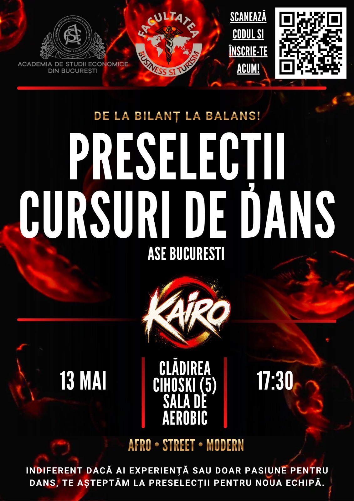 Invitație selecție cursuri de dans
